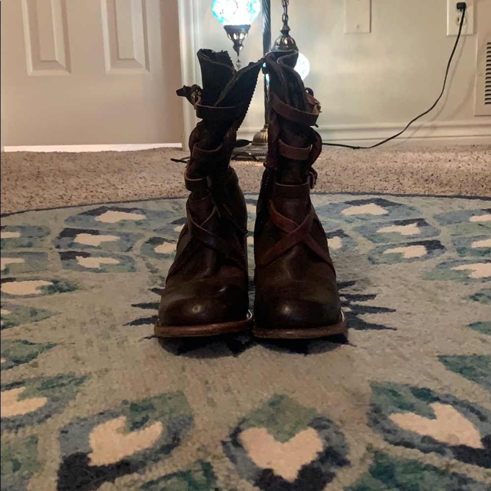 FREEBIRD ,Steven Baker Brown strappy belted boots